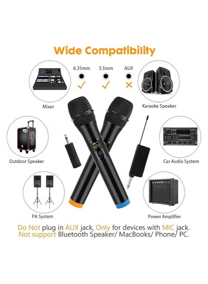 MUNTAQI Wireless UHF Dual Handheld Microphone System with Rechargeable Receiver – 160ft Range, Cordless Karaoke Mics for PA System, Speaker, Amplifier, Singing, Party & Meeting - Image 5