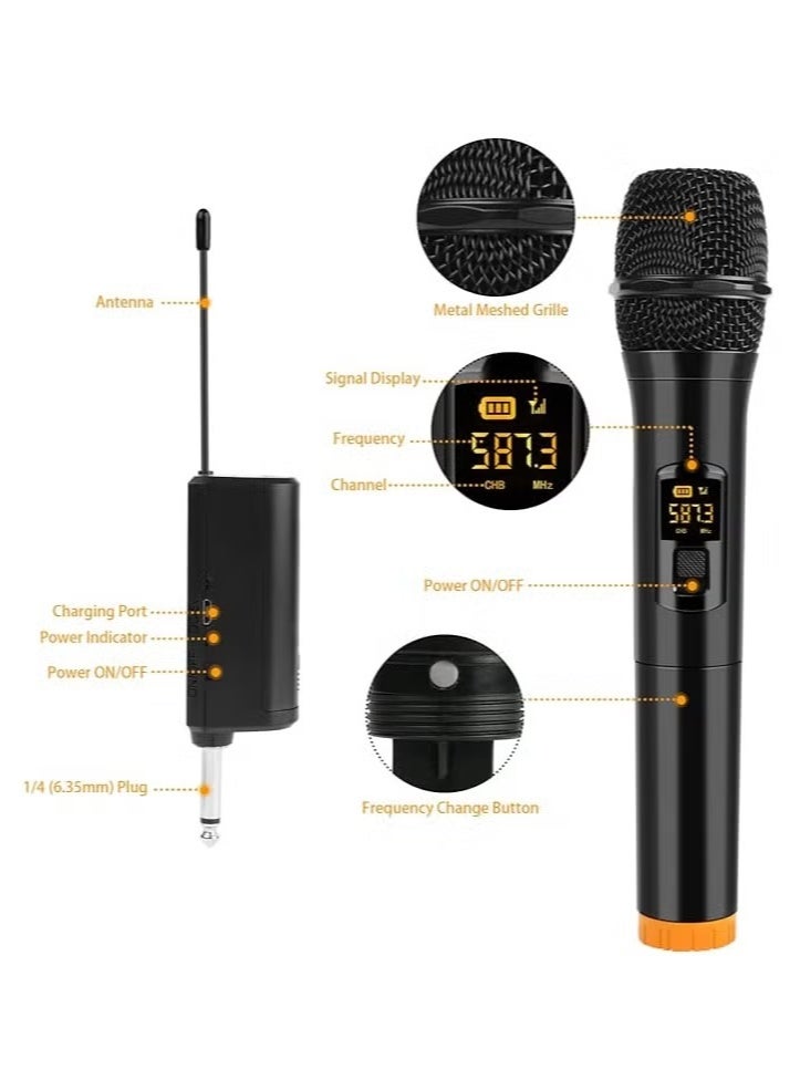 MUNTAQI Wireless UHF Dual Handheld Microphone System with Rechargeable Receiver – 160ft Range, Cordless Karaoke Mics for PA System, Speaker, Amplifier, Singing, Party & Meeting - Image 4