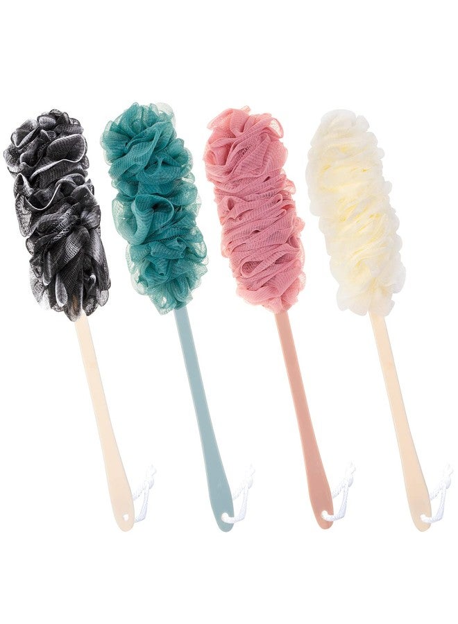 Arswin Back Scrubber for Shower,Loofah Long Handle Bath Body Brush,Soft Nylon Mesh Sponge for Shower,Loofah On a Stick for Men Women,Exfoliating Scrub Cleaning Luffa for Elderly(4Pack-4Color) - Image 1