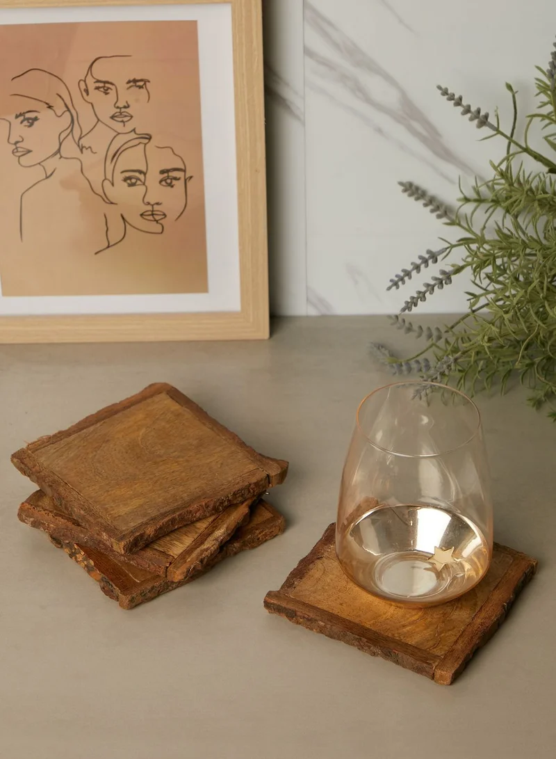 AURORA Set Of 4 Square Wooden Coasters
