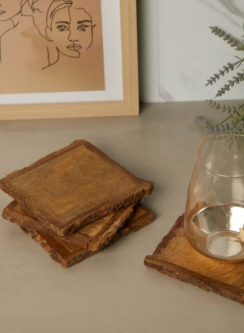 AURORA Set Of 4 Square Wooden Coasters