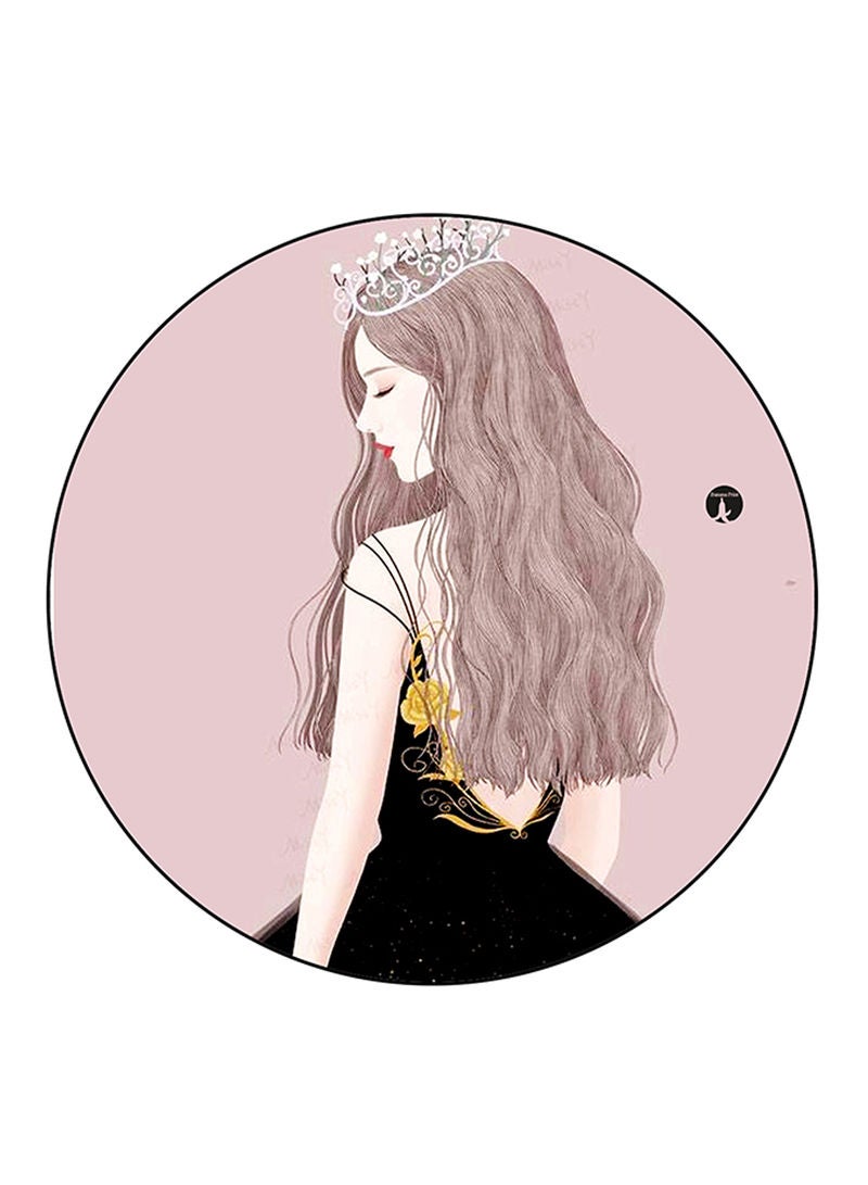 Girl Printed Mouse Pad Round  Multicolour