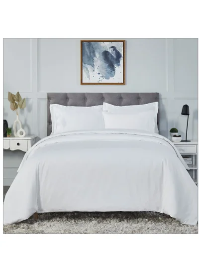 Donetella Comforter Set 7-Pieces Double Size Hotel Style All Season Cotton Rich Bedding Set With Removable Cover And Down Alternative Filling, White