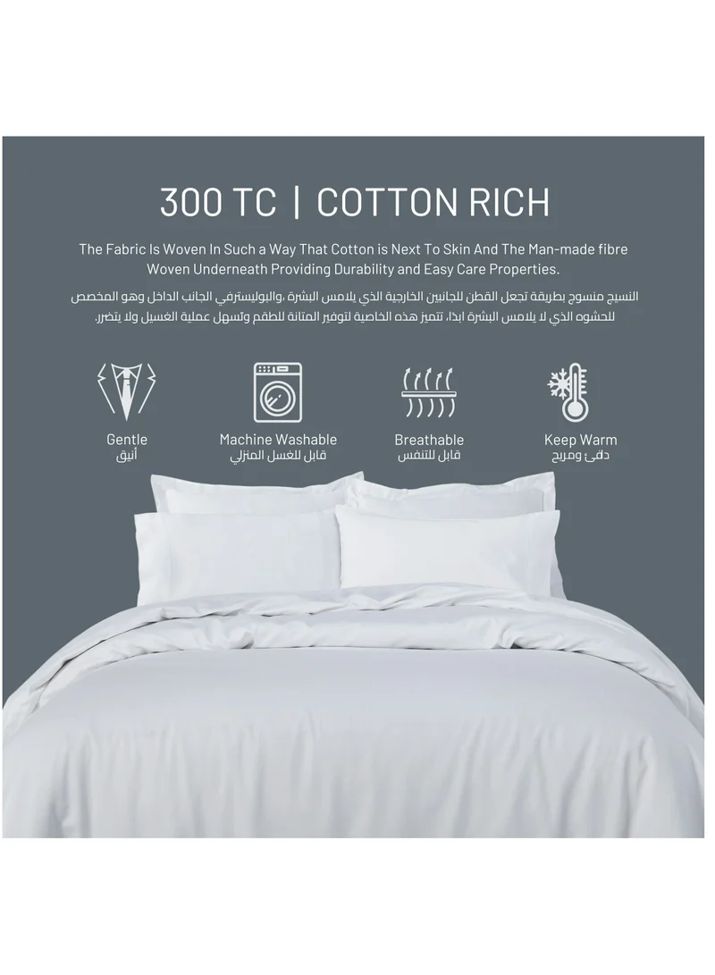 Donetella Comforter Set 7-Pieces Double Size Hotel Style All Season Cotton Rich Bedding Set With Removable Cover And Down Alternative Filling, White