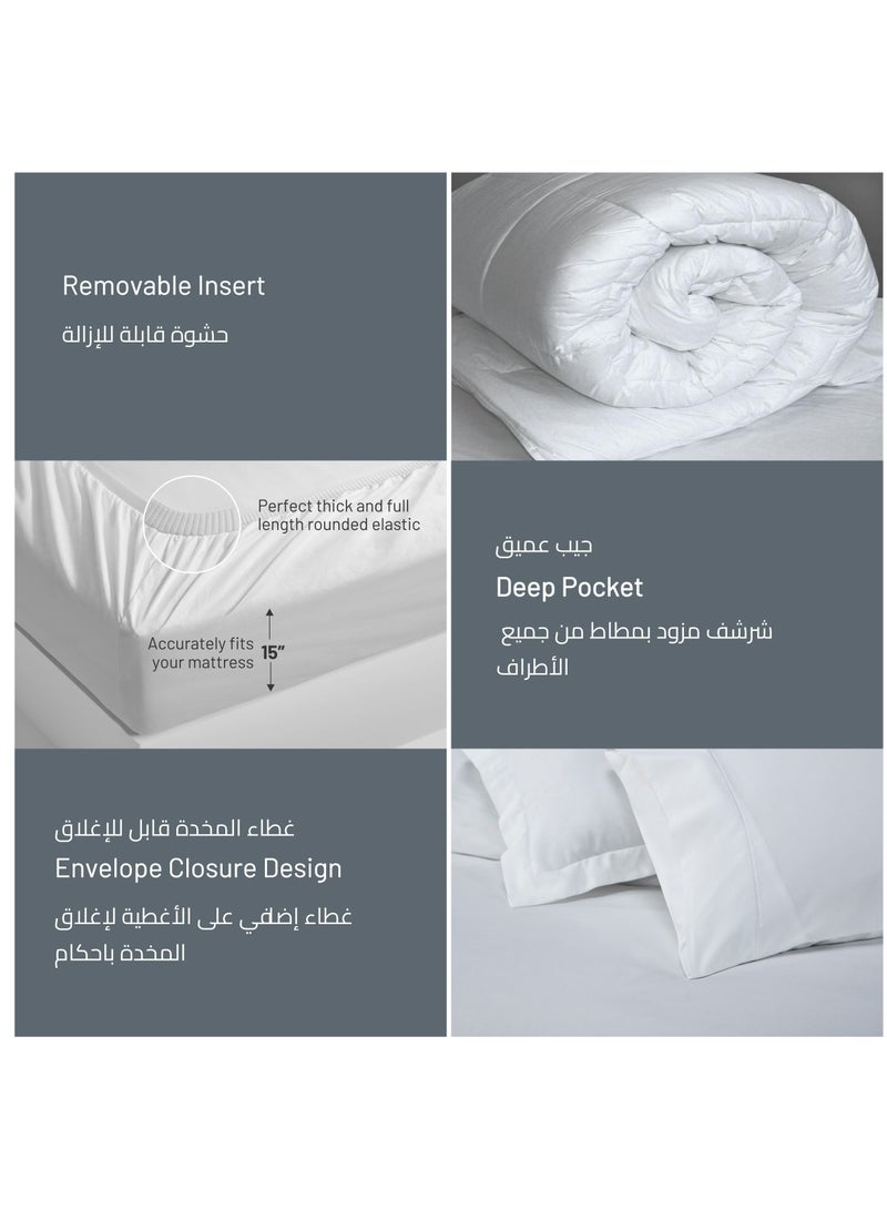 Donetella Comforter Set 7-Pieces Double Size Hotel Style All Season Cotton Rich Bedding Set With Removable Cover And Down Alternative Filling, White  - Image 5