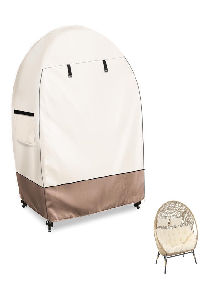 okcool Outdoor Egg Chair Cover,Double Egg Chair Cover for 2 Person Egg Loveseat Chair (Beige & Brown,Fits 35.4" D x 57.1" W x 56.3" H Egg Chair) - Image 1