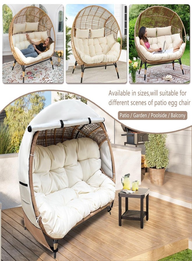 okcool Outdoor Egg Chair Cover,Double Egg Chair Cover for 2 Person Egg Loveseat Chair (Beige & Brown,Fits 35.4" D x 57.1" W x 56.3" H Egg Chair) - Image 5