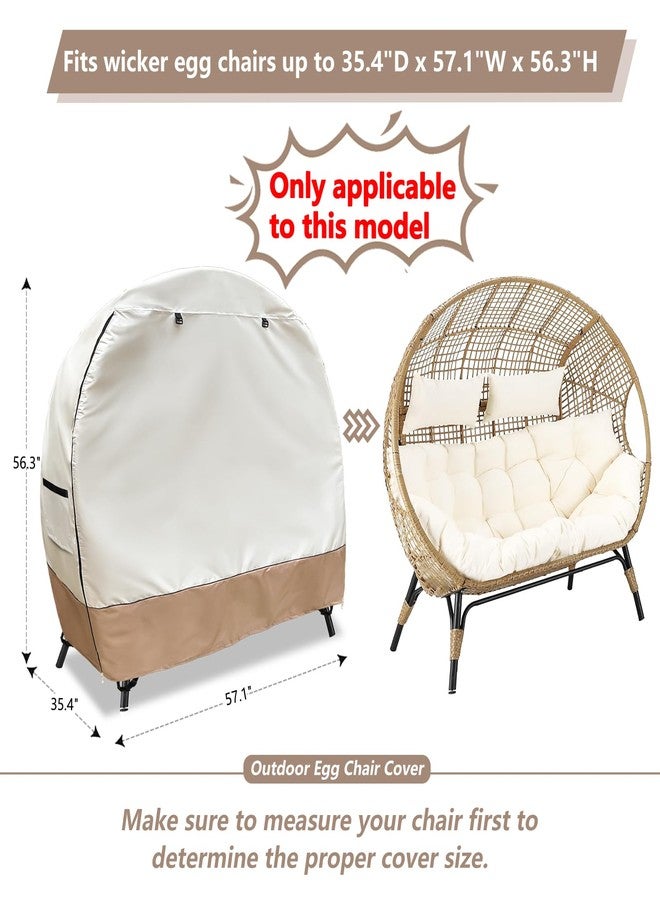 okcool Outdoor Egg Chair Cover,Double Egg Chair Cover for 2 Person Egg Loveseat Chair (Beige & Brown,Fits 35.4" D x 57.1" W x 56.3" H Egg Chair) - Image 2