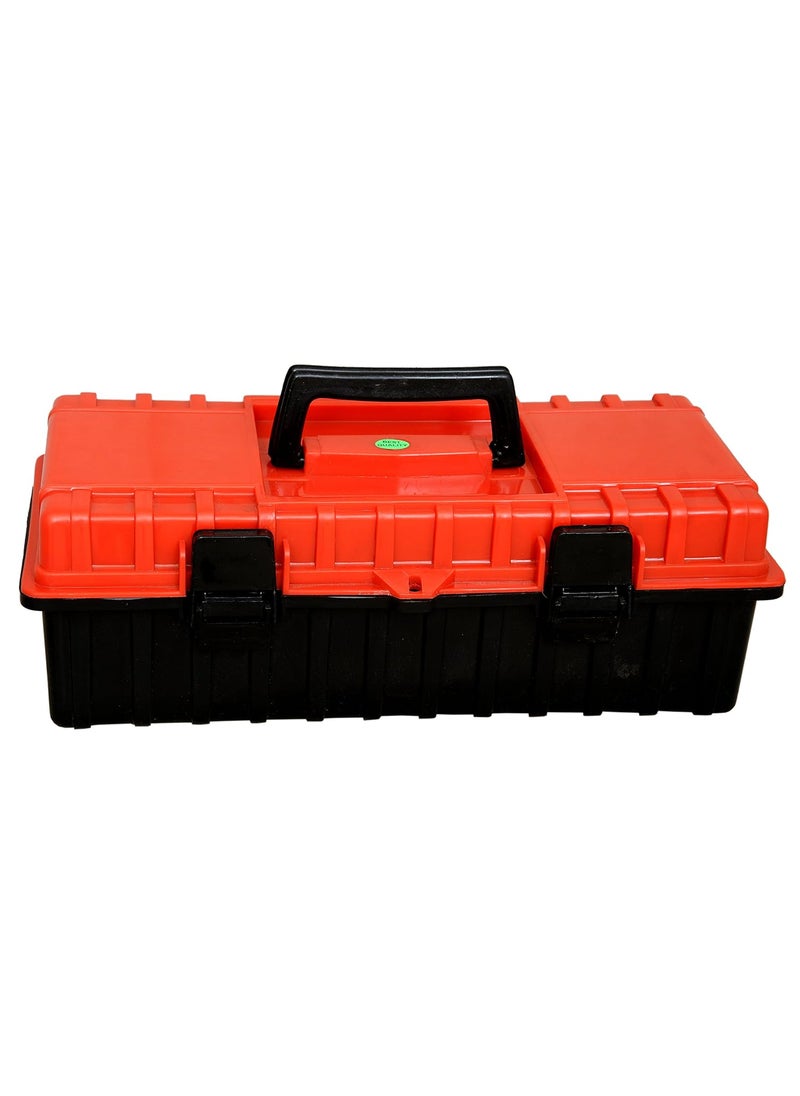 LEPOSE - LEPOSE Plastic Empty Rectangular Tool Box with Organizer For Home Use Standard Size Orange and Black - Image 1
