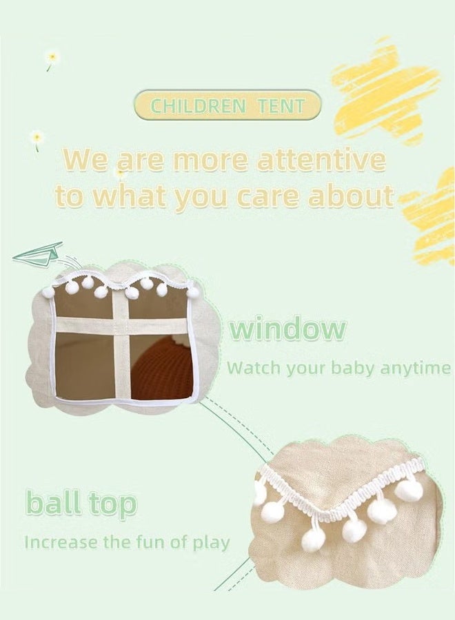 DUNISO Kids Play Tent Collapsed Portable Kids Playhouse Large Space Castle Tent with Windows and Door Curtain Pompoms Indoor Playhouse Tent Pop Up Toddler Tent Playroom Toys for 3-10 Years Old Boys Girls - Image 3