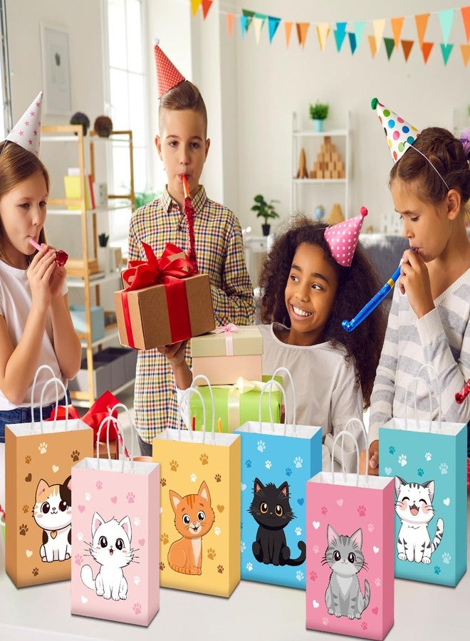 Zhanmai 24 Pcs Cat Goodie Bags Cat Party Favors Cute Kitty Gifts Candy Treat Paper Bags with Handles for Kids Birthday kitten Party Decoration Supplies for Pet Adoption - Image 4