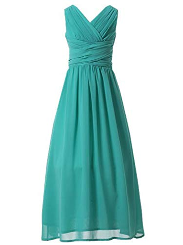 Happy Rose Flower Girl's Dress Party Dresses Juniors Long Bridesmaid Dress Turquoise 14 - Image 2