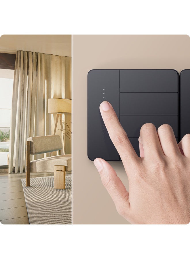 Aqara Smart Wall Light Switch Z1 Pro Quadruple Rocker,Apple Siri and Google Smart Home Support,Matter and Zigbee 3.0,Support Neutral and Non-Neutral,Black  - Image 3