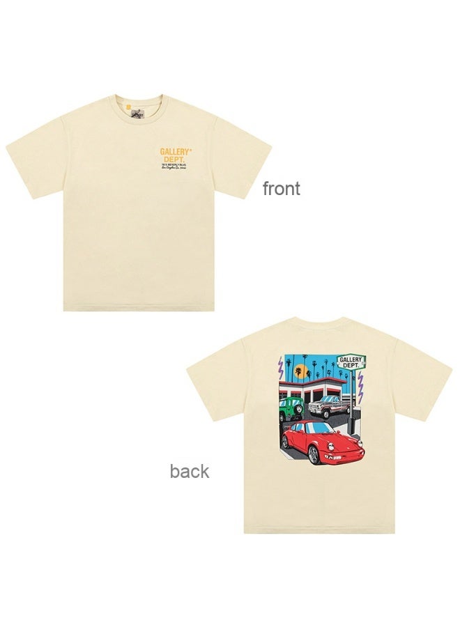 GALLERY DEPT FOG Oversized Unisex T-Shirt - High Street Vintage Style, Colorful Graphic Print, Couples Matching Short Sleeve Tee