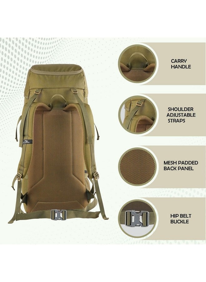 تراوك حقيبة سفر TRAWOC IGNITE بسعة 50 لترًا مفتوحة من الأمام والأعلى للمشي لمسافات طويلة والتخييم، حقيبة ظهر للرجال والنساء مع غطاء واق من المطر وحجرة للأحذية SHK020 Flaxen Yellow - Image 3