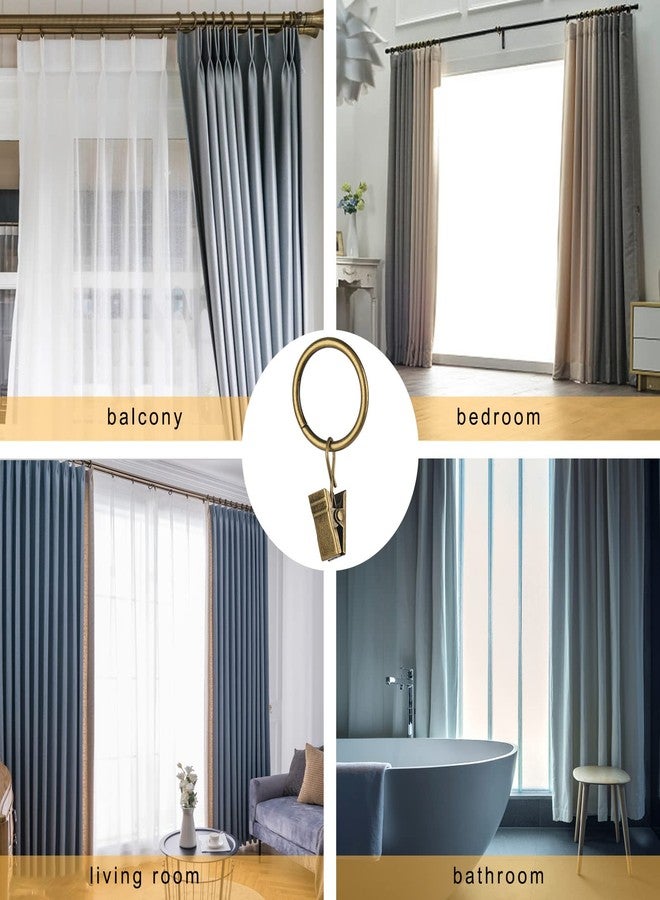 Hanitronic 30 PCS Antique Brass Clips Curtain Hooks for Curtain Rod, This Small Drapery Curtain Ring with Clips Hook Fit Up to 0.4~0.75 -inch Drapery Panel - Image 4