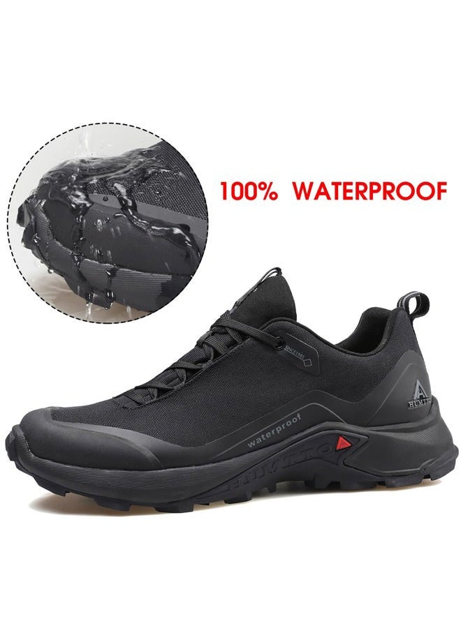 HUMTTO Men's All-Terrain Waterproof Hiking Shoes Lightweight Breathable Trekking Trails Shoes Anti Slip Outdoor Shoes, Black, 10 - Image 4