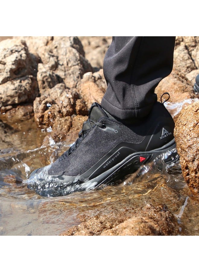 HUMTTO Men's All-Terrain Waterproof Hiking Shoes Lightweight Breathable Trekking Trails Shoes Anti Slip Outdoor Shoes, Black, 10 - Image 3