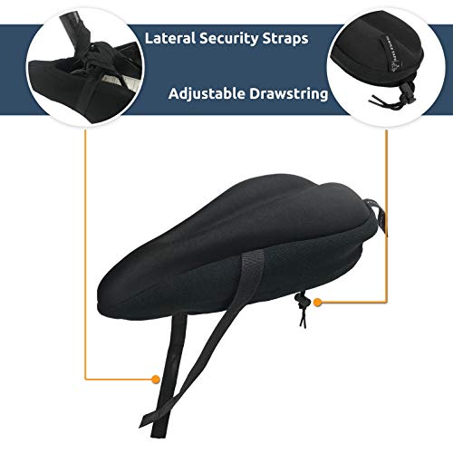 Temple Tape Elite Gel Bike Seat Cushion - Extra Soft Bicycle Saddle Cover for Spin, Exercise Stationary Bikes and Outdoor Biking - Premium Accessories for Comfort While Cycling - Image 4