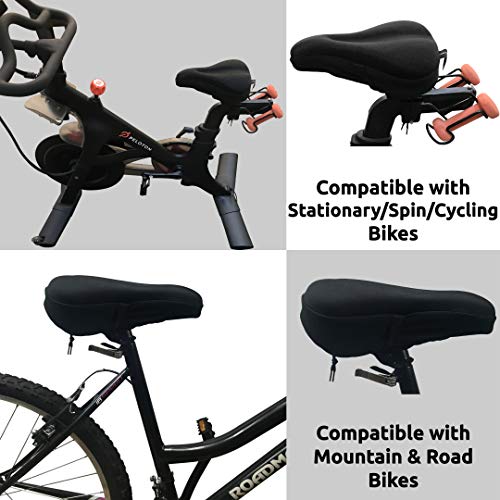 Temple Tape Elite Gel Bike Seat Cushion - Extra Soft Bicycle Saddle Cover for Spin, Exercise Stationary Bikes and Outdoor Biking - Premium Accessories for Comfort While Cycling - Image 5
