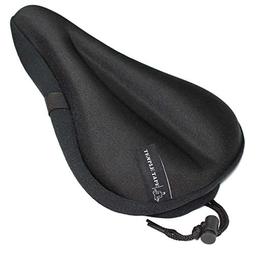 Temple Tape Elite Gel Bike Seat Cushion - Extra Soft Bicycle Saddle Cover for Spin, Exercise Stationary Bikes and Outdoor Biking - Premium Accessories for Comfort While Cycling - Image 1