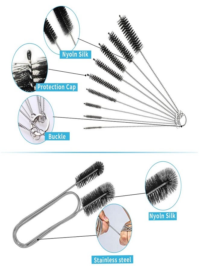 CANIPHA 10 Pcs Flexible Drain Brush Straw Cleaner Brush Set,Pipe Cleaners Brush,61Inch Stainless Steel Double-Ended Hose Brush 8.2Inch Nylon Long CPAP Tube Cleaning Brush for Home Kitchen Sink Plumbing - Image 4