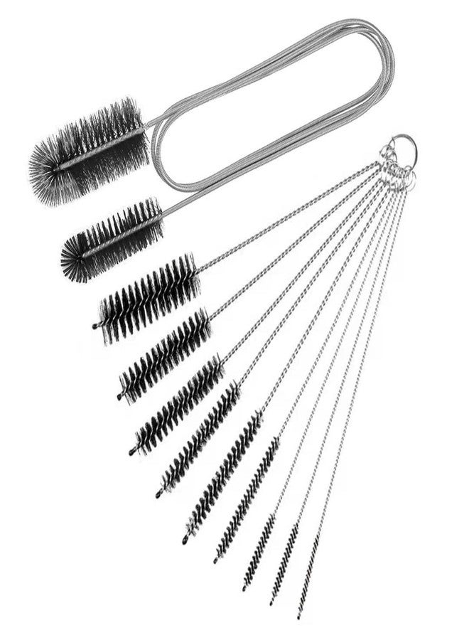 CANIPHA 10 Pcs Flexible Drain Brush Straw Cleaner Brush Set,Pipe Cleaners Brush,61Inch Stainless Steel Double-Ended Hose Brush 8.2Inch Nylon Long CPAP Tube Cleaning Brush for Home Kitchen Sink Plumbing - Image 1