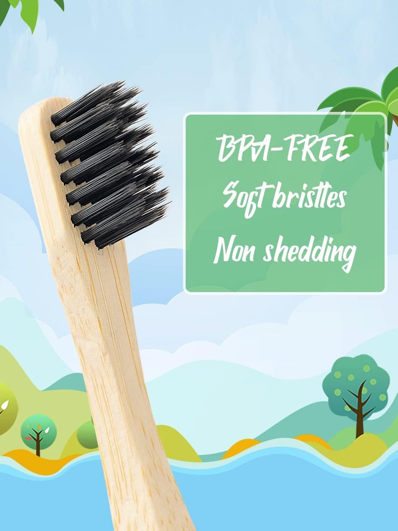 NUDUKO Bamboo Kids Toothbrushes (6 Pack) - Soft Bristle Organic Compostable BPA Free Toothbrush for Kids Toddler Baby Tooth Brush, Eco Friendly Natural Biodegradable Wooden Toothbrush - Round Handle - Image 3
