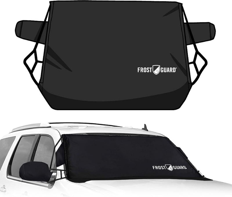 FrostGuard Deluxe Full-Coverage Car Windshield Cover for Ice and Snow - XL Size with Wiper Blade and Side Mirror Coverage - Image 1