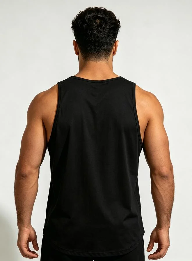 Take Two Men Black Slogan Print Tank Top