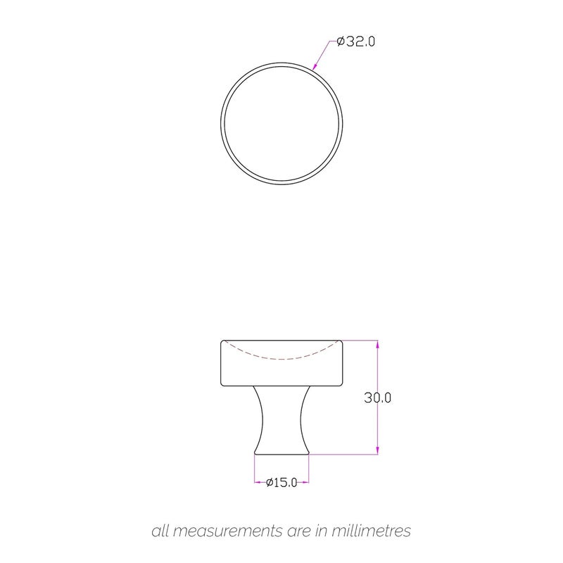 HOBKNOBS Solid Brass 32mm Knob for Cabinet (Nickel Plated) - Image 3