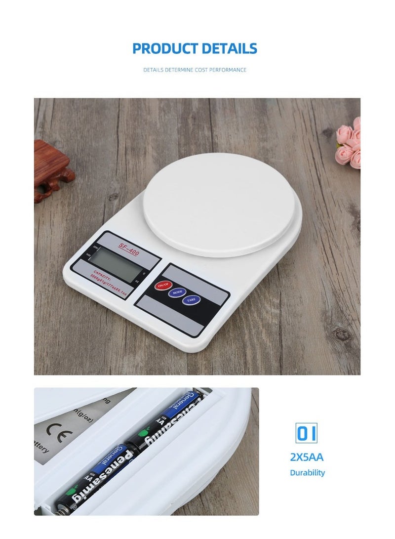JSA Digital Kitchen Scale 10kg Capacity – Electronic Food Weighing Scale with LCD Display – Compact and Lightweight Cooking and Baking Scale - Image 3