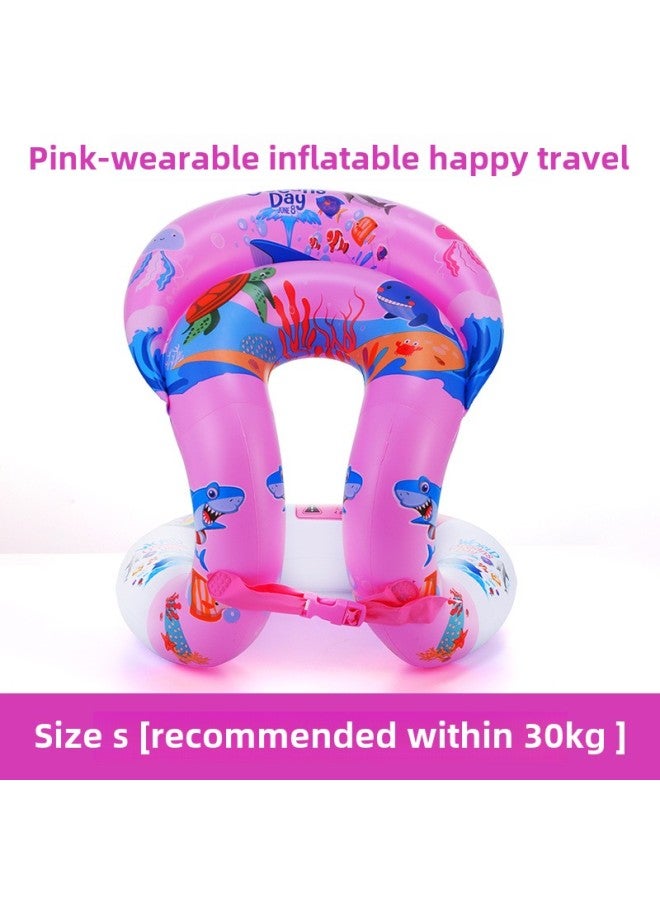 Generic Thickened Inflatable Water Sleeve Adult Double Airbag Swimming Ring Arm Ring OK Baby Floating Ring-Color:S Size Pink Happy Travel - Image 1