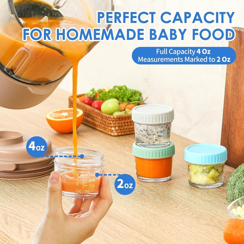 DRKIO 6 Pack Glass Baby Food Storage Containers - 4 Oz Baby Food Jars with Lids - Image 3