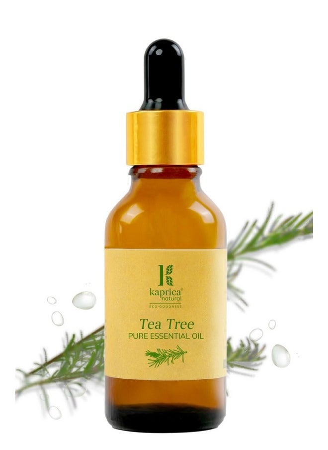 Kaprica Natural - Premium Tea Tree Essential Oil - For Skin, Hair, Face | Reduces Acne, Blemishes & Dandruff | Promotes Clear Skin & Hair Growth | 100% Pure, Natural, Vegan | 20 Ml - Image 1