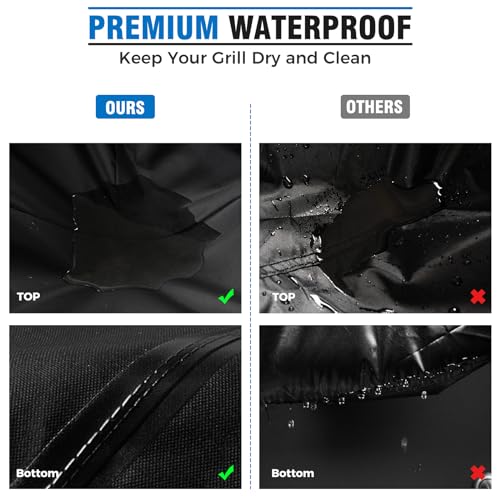 KINGLY Heavy Duty 58 Inch Grill Cover for Weber Genesis 300 & Genesis II 300 Series,600D Waterproof Fade Resistant BBQ Gas Grill Cover for Outdoor Grill with Straps,Compared to Weber 7130 - Image 5