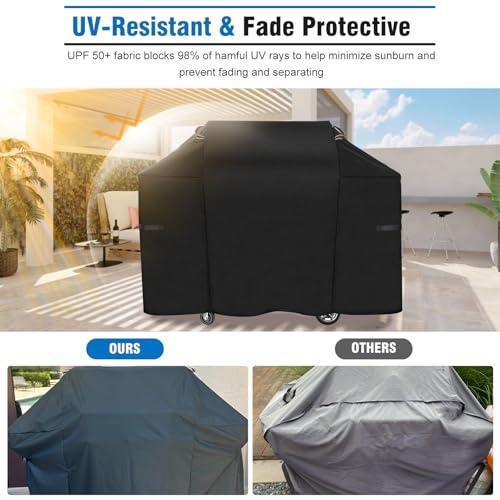 KINGLY Heavy Duty 58 Inch Grill Cover for Weber Genesis 300 & Genesis II 300 Series,600D Waterproof Fade Resistant BBQ Gas Grill Cover for Outdoor Grill with Straps,Compared to Weber 7130 - Image 4