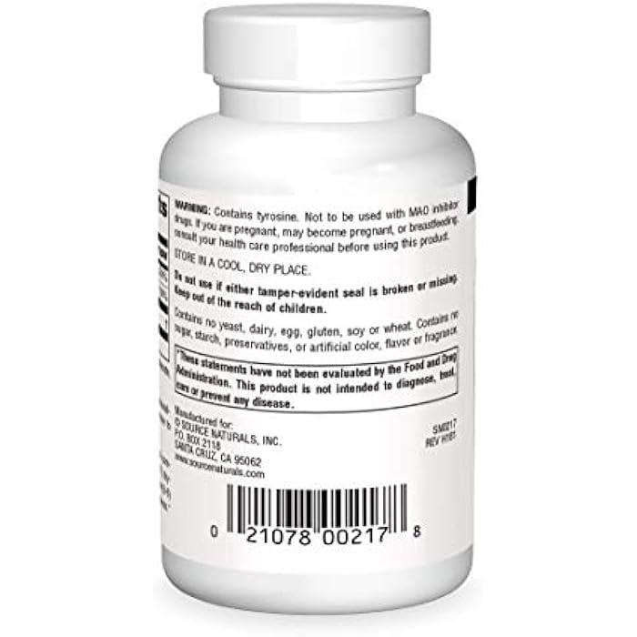 Source Naturals N-Acetyl L-Tyrosine Dietary Supplement - 120 Tablets - Image 2