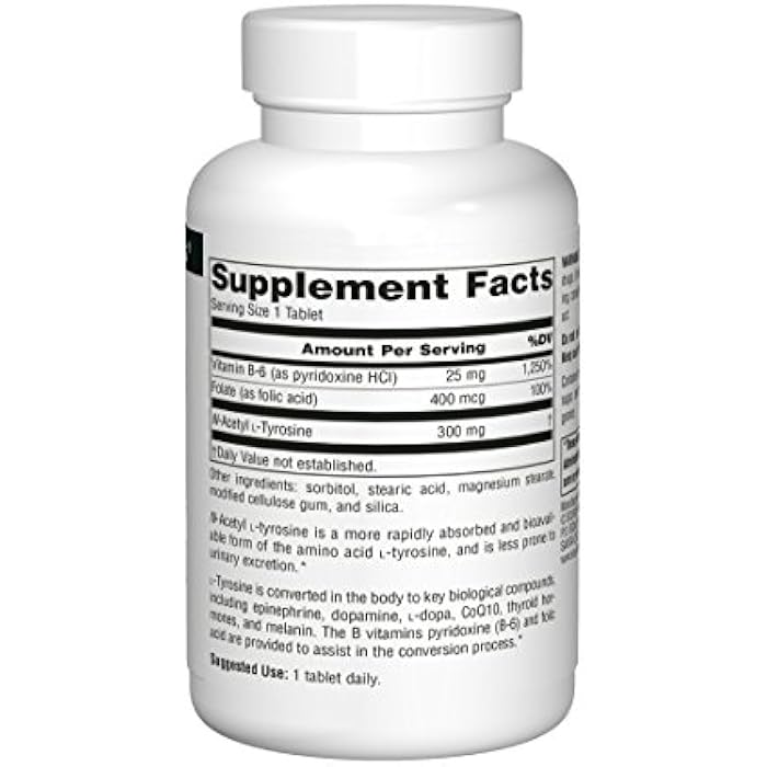 Source Naturals N-Acetyl L-Tyrosine Dietary Supplement - 120 Tablets - Image 4