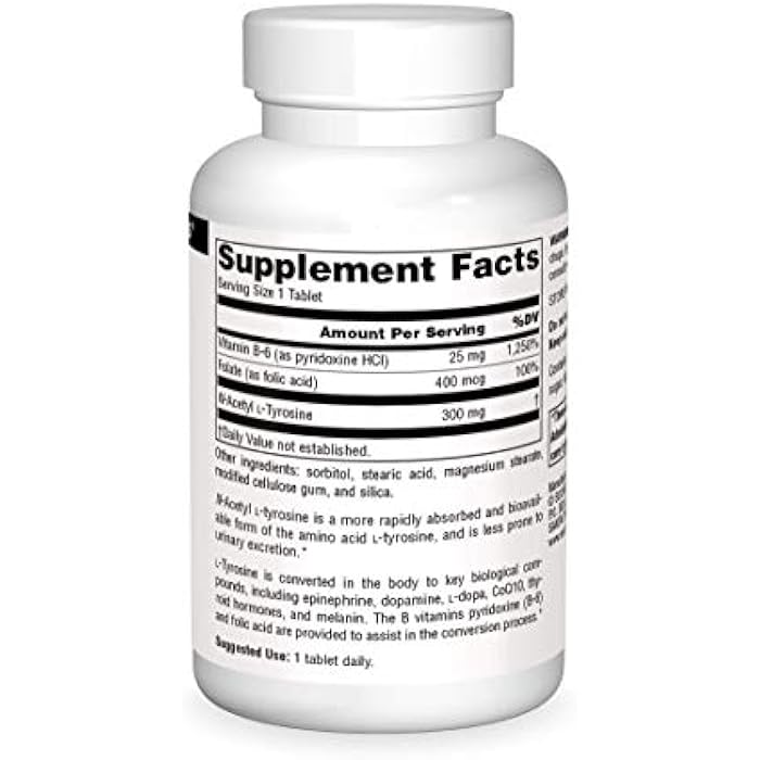 Source Naturals N-Acetyl L-Tyrosine Dietary Supplement - 120 Tablets - Image 3