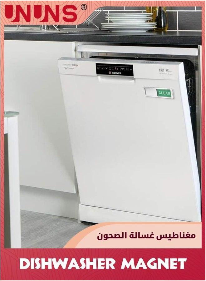 Dishwasher Magnet,2PCS Clean Dirty Magnet For Dishwasher,Upgrade Super Strong Magnet,Easy To Read Non-Scratch Magnetic Silver Indicator Sign With Clear,Bold,Colored Text