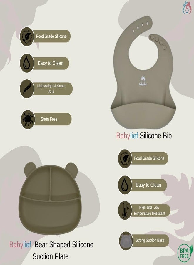 Babylief 4 piece Silicone Baby Feeding Set (OLIVE GREEN) - Image 3