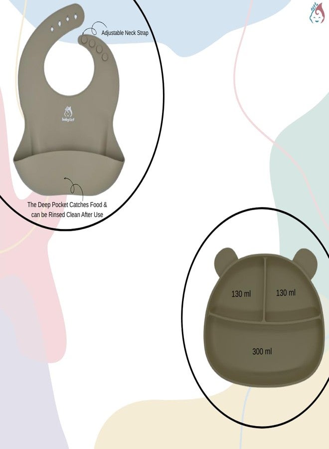 Babylief 4 piece Silicone Baby Feeding Set (OLIVE GREEN) - Image 2