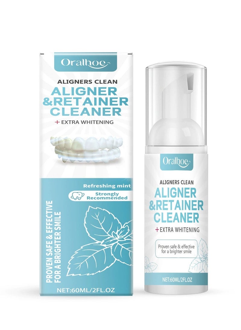 ORALHOE Teeth Aligner Foam,Clear Retainer Cleaner,Retainer Cleaning Spray,Retainer Cleaner Aligner Cleaner,Retainer Mouth Guards Cleaner,Retainer Whitening Foam,Aligner Cleaner,60ML  - Image 1