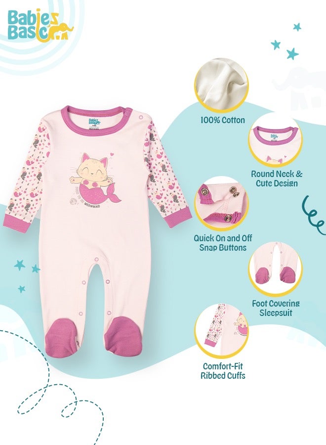 Babies Basic 100% Cotton Printed Long Sleeves Jumpsuit/Romper/Sleepsuit For Babies  - Image 5
