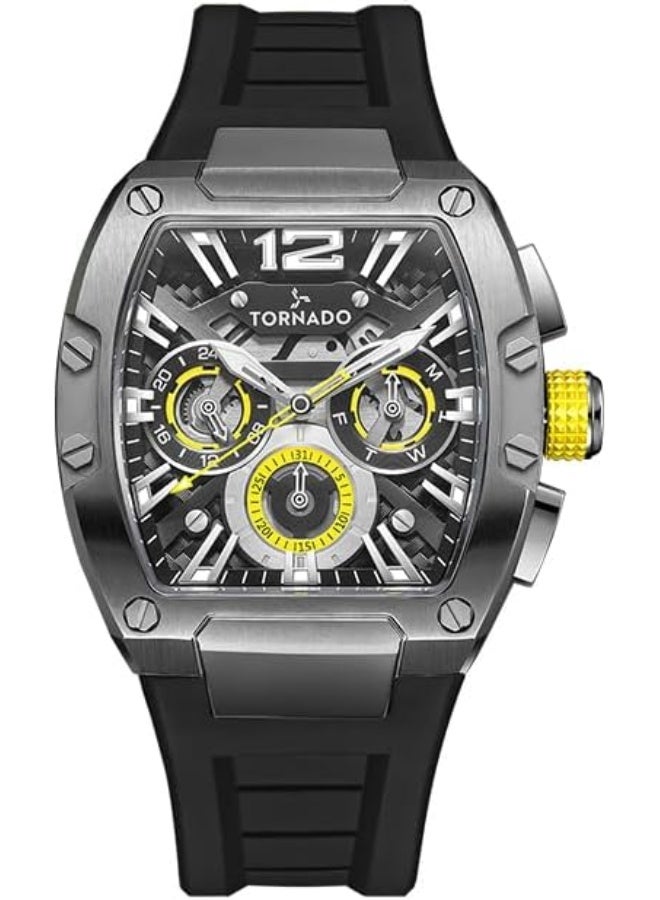 Tornado Xenith Men's Watch, Analog Display and Premium Flexible & Durable Silicone Strap - T23105-XSBB, Black - Image 1