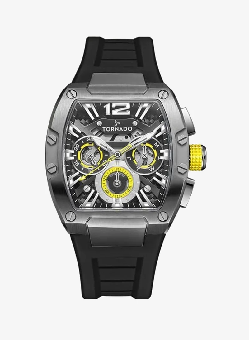 TORNADO Men's Premium Flexible & Durable Silicone Multi Function Watch T23105-XSBB - 43mm mm