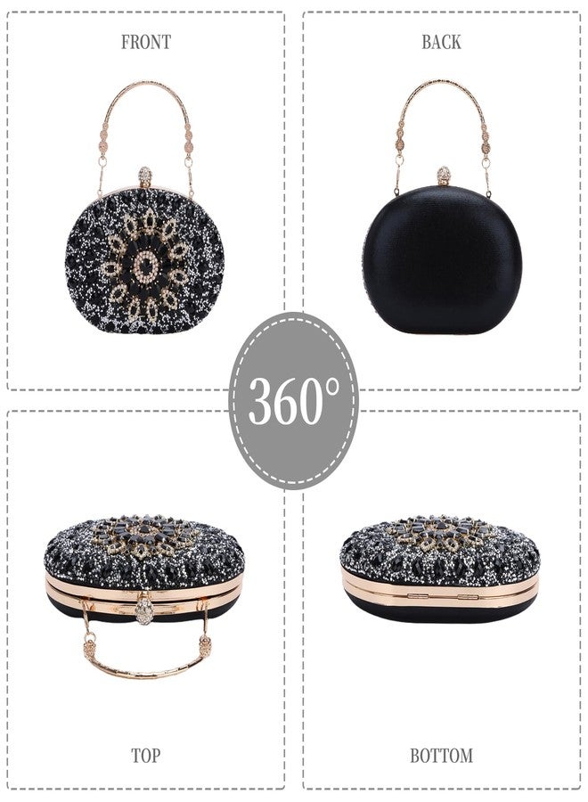 Fecialy Clutch Purses for Women Evening Bag Crystal Handbag Luxury Rhinestone Clutch for Wedding Party,Black - Image 4