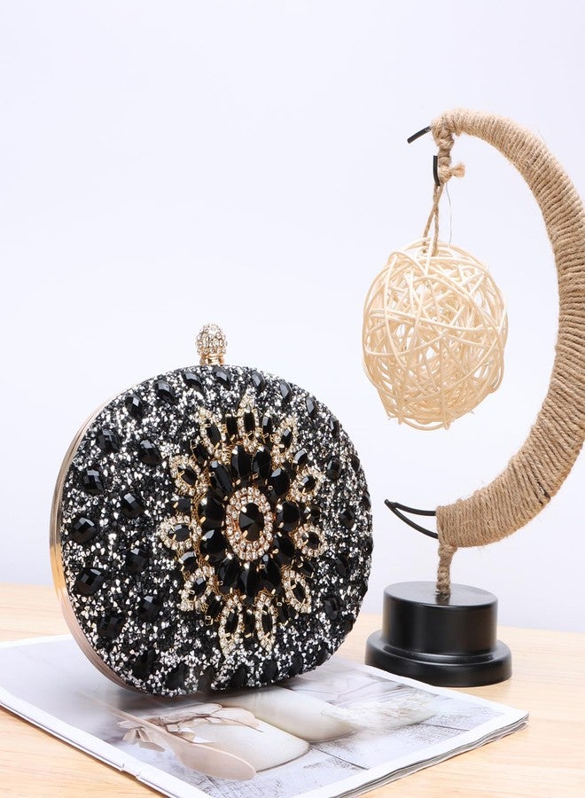 Fecialy Clutch Purses for Women Evening Bag Crystal Handbag Luxury Rhinestone Clutch for Wedding Party,Black - Image 2