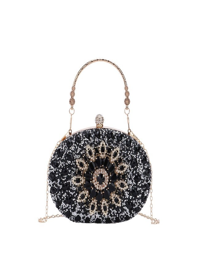 Fecialy Clutch Purses for Women Evening Bag Crystal Handbag Luxury Rhinestone Clutch for Wedding Party,Black - Image 1